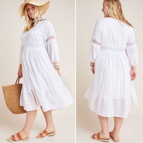 Anthropologie Ebba Eyelet Midi Dress - Picture 1 of 16